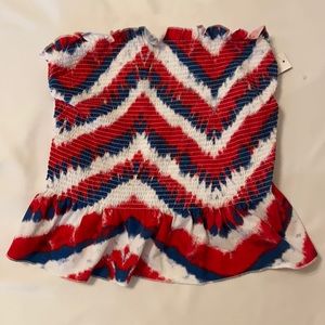 Red, White & Blue Smocked Tube Top